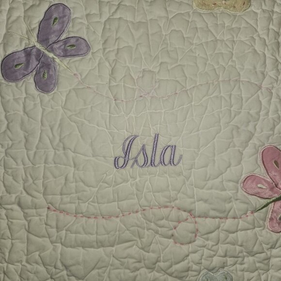 Baby Quilt Pastels 36x46 Stitched Appliqués " Isla " - Picture 2 of 5